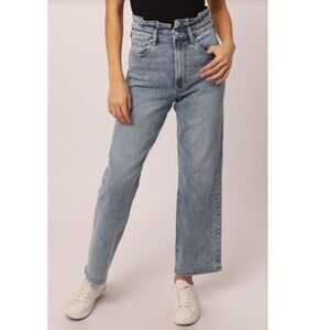 Dear John Lightwash 90’s Paperbag Waist Straight Leg Jeans Size 26 2% Spandex!